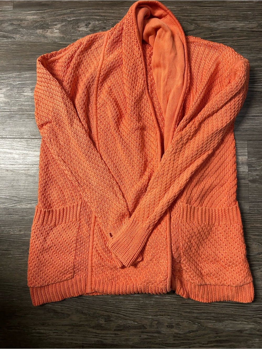 Lululemon Women’s Open Front washed out Orange Knit Cardigan Sweater